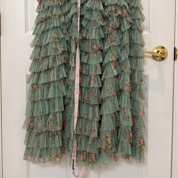 NWT Mac Duggal 8014 Green Ruffle Tiered Short Sleeve A Line Dress Size 6 - Picture 10 of 15